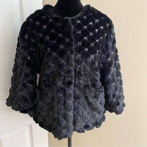 Collection 18 Novelty Faux Fur/Sequin Cropped Jacket
